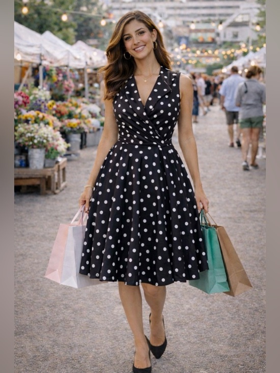 Jessica Howard Dresses & Skirts - Jessica Howard Women's Size 12 Black Polka Dot Fit & Flare Dress